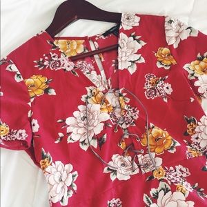 Floral lace-up dress